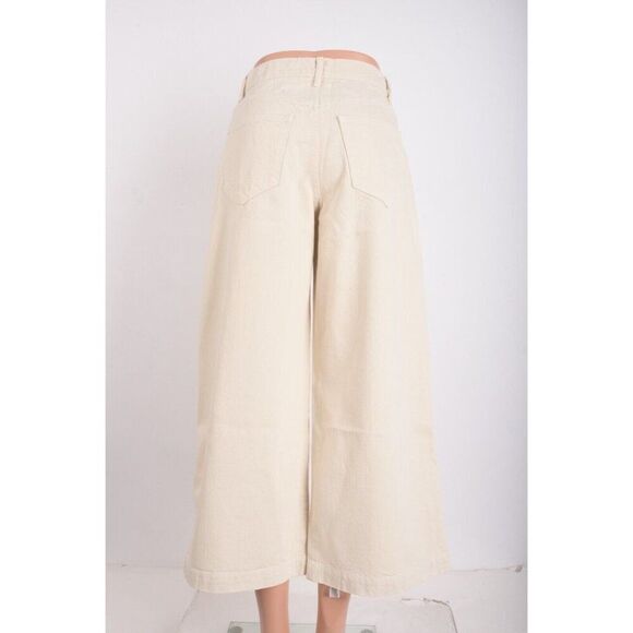 Triarchy Womens Wide Leg Cropped Gaucho Jeans Off White Ivory US 0 EU 25 New - Picture 4 of 8